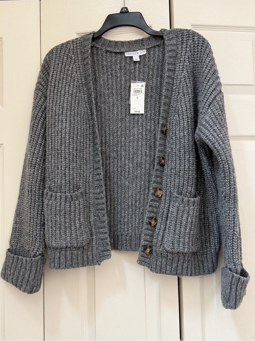 NWT - And Now This - Womams Large - Gray Women's Cardigan Sweater